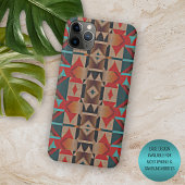 Modern Blauwgroen Red Taupe Brown Mosaic Art Patro Case-Mate iPhone Case