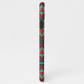 Modern Blauwgroen Red Taupe Brown Mosaic Art Patro iPhone Hoesje (Rechterkant)