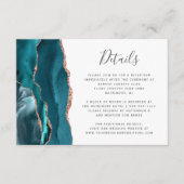 Modern Blauwgroen Roos Gold Agate Wedding Details Informatiekaartje (Voorkant)