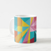Modern Blauwgroen, roze, geel geometrisch design_A