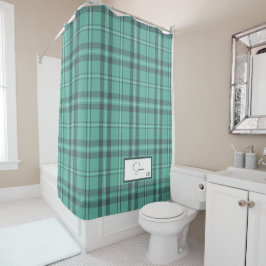 Modern Blauwgroen schoengordijn met speldenband Douchegordijn