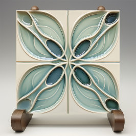 Modern Blauwgroen Taupe Abstract Tegeltje