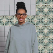 Modern Blauwgroen Taupe Abstract Tegeltje