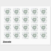 Modern Blauwgroen Terrazzo Marmeren Monogram Vierkante Sticker (Vel)