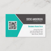 Modern Blauwgroen Turquoise Corporate QR Code Logo Visitekaartje (Voorkant)