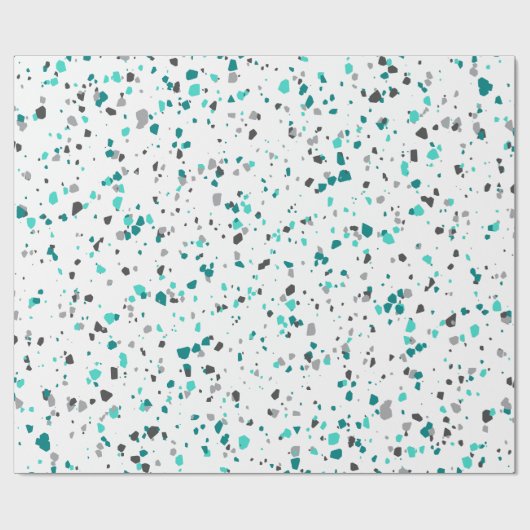 Modern Blauwgroen Turquoise Gray Terrazzo Pattern Cadeaupapier (Vlak)