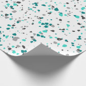 Modern Blauwgroen Turquoise Gray Terrazzo Pattern Cadeaupapier (Hoek)
