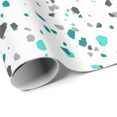 Modern Blauwgroen Turquoise Gray Terrazzo Pattern Cadeaupapier (Rol Hoek)