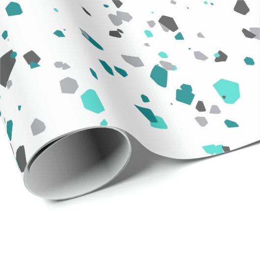 Modern Blauwgroen Turquoise Gray Terrazzo Pattern Cadeaupapier (Rol Hoek)