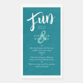 Modern Blauwgroen Turquoise Handschrift Fun Fact B Servet (Voorkant)