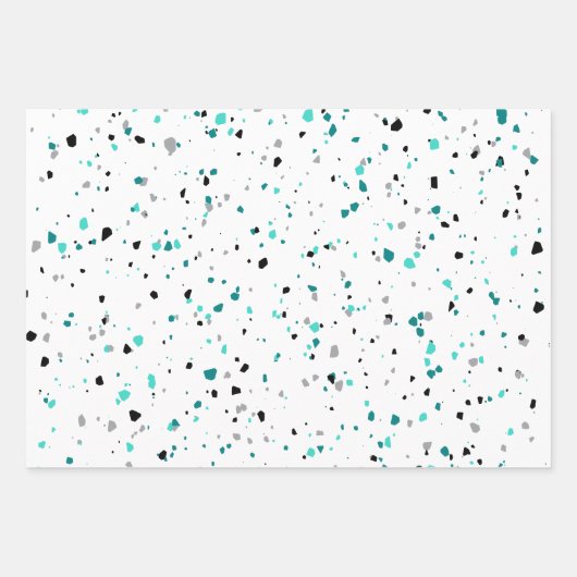 Modern Blauwgroen Turquoise Terrazzo Pattern Inpakpapier Vel (Voorkant 3)