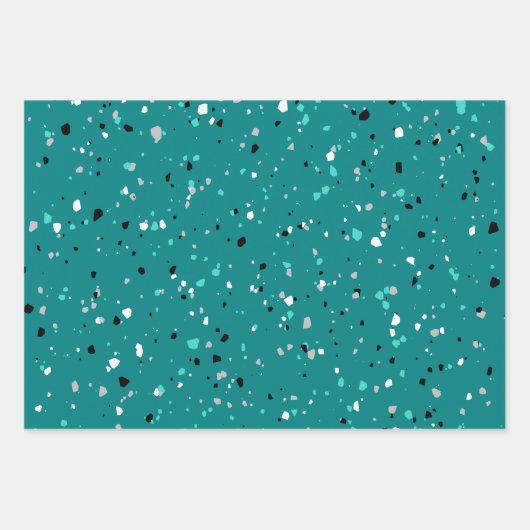 Modern Blauwgroen Turquoise Terrazzo Pattern Inpakpapier Vel (Voorkant)