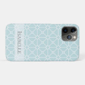 Modern Blauwgroen turquoise wit patroon gepersonal Case-Mate iPhone Case (Achterkant (horizontaal))