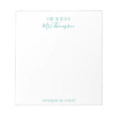 Modern Blauwgroen van het bureau van het Manuscrip Notitieblok (Voorkant)