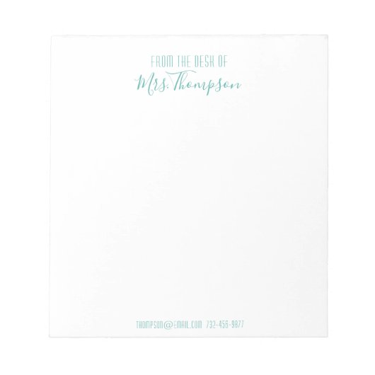 Modern Blauwgroen van het bureau van het Manuscrip Notitieblok (Voorkant)