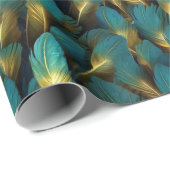 Modern blauwgroen veerpatroon cadeaupapier (Rol Hoek)