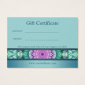 Modern blauwgroen waterlelie mandala cadeaubon visitekaartje (Achterkant)