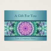 Modern blauwgroen waterlelie mandala cadeaubon visitekaartje (Voorkant)