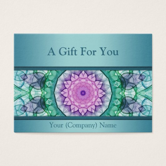 Modern blauwgroen waterlelie mandala cadeaubon visitekaartje (Voorkant)