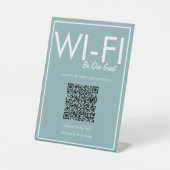 Modern Blauwgroen Wi-Fi QR-code voetstuk Reclamebord Met Voetstuk (Voorkant)