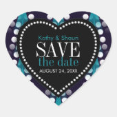 Modern Blauwgroen wit patroon Save the Date Love Hart Sticker (Voorkant)