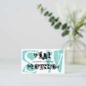 Modern Blauwgroen wit zwart met foto en monogram Visitekaartje (Staand voorkant)