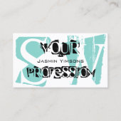 Modern Blauwgroen wit zwart met foto en monogram Visitekaartje (Voorkant)