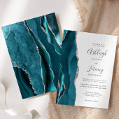 Modern Blauwgroen Zilver Agate Wedding Kaart