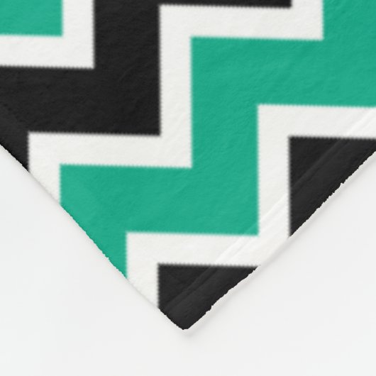Modern Blauwgroen zwart Chevron Pattern Fleece Deken (Hoek)