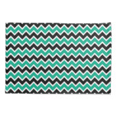 Modern Blauwgroen zwart Chevron Pattern Kussensloop (Achterkant)