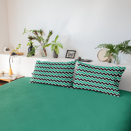 Modern Blauwgroen zwart Chevron Pattern Kussensloop