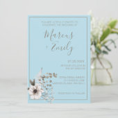 Modern Bleek Blauw en Eucalyptus Gray Wedding Kaart (Staand voorkant)