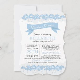 Modern Bleek Blauw Paraplu Baby shower Kaart
