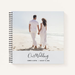 Modern Bleek Blue Photo Wedding Guest Book Notitieboek