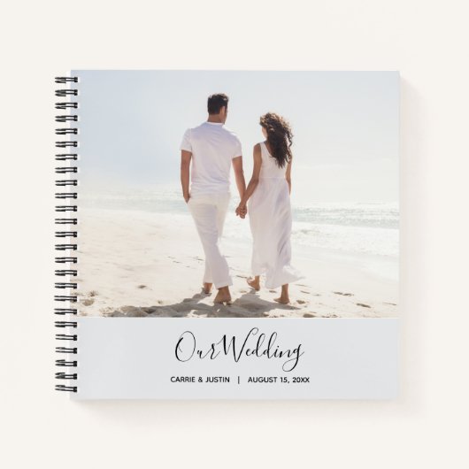 Modern Bleek Blue Photo Wedding Guest Book Notitieboek (Voorkant)