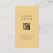 Modern Bleek geel geruit patroon QR-code Visitekaartje (Achterkant)