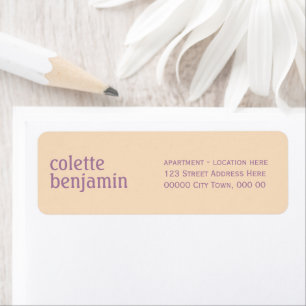 Modern Bleek Perzik & Lavendel Paarse Adres Etiket