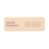 Modern Bleek Perzik & Lavendel Paarse Adres Etiket (Voorkant)