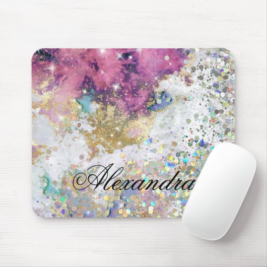 Modern Bling Sparkles Glitter Gold Galaxy Stars Muismat (Met muis)