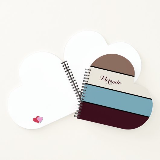 Modern Block Stripes Jouw naam Heart Shaped Notitieboek (Binnen)