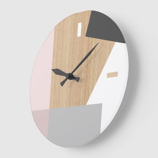 Modern Block Stripes Pattern Art over Faux Woodgra Grote Klok (Hoek)