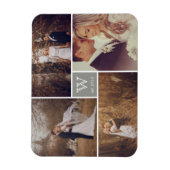 Modern Block Wedding Monogram Photo Collage Magnet Magneet (Verticaal)