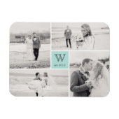 Modern Block Wedding Monogram Photo Collage Magnet Magneet (Horizontaal)