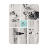 Modern Block Wedding Monogram Photo Collage Magnet Magneet (Verticaal)