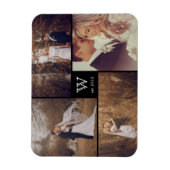 Modern Block Wedding Monogram Photo Collage Magnet Magneet (Verticaal)