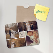 Modern Block Wedding Monogram Photo Collage Magnet Magneet