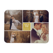 Modern Block Wedding Monogram Photo Collage Magnet Magneet (Horizontaal)