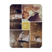 Modern Block Wedding Monogram Photo Collage Magnet Magneet (Verticaal)