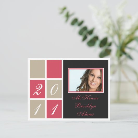 Modern Blocks Afstuderen Aankondiging (roze) (Staand voorkant)