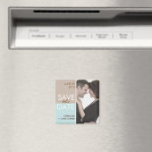 Modern Blocks Bewaar de datum Bruin & Blauwgroen Magneet (Insitu (Vaatwasser))